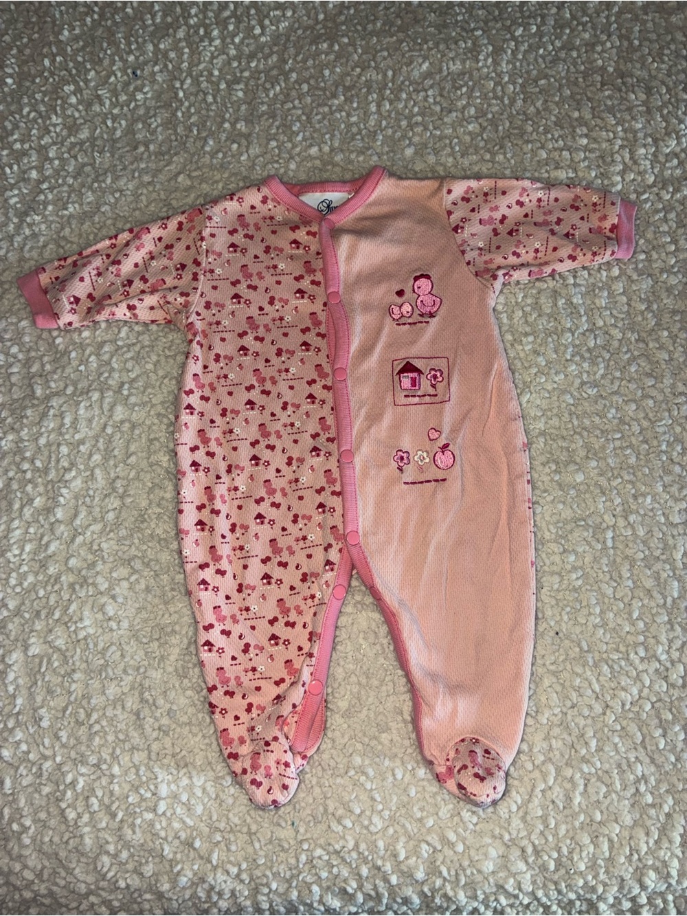 Pink Heart & Home Baby Footed One-Piece Sleeper